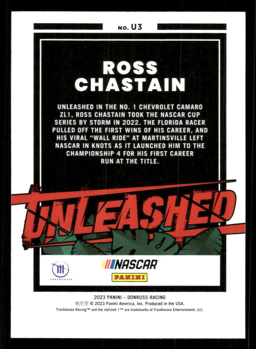 Ross Chastain 2023 Panini Donruss Racing Unleashed Back of Card