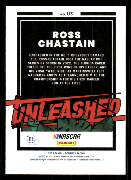 Ross Chastain 2023 Panini Donruss Racing Unleashed Back of Card