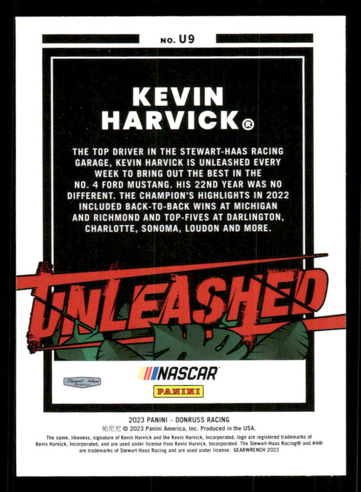 Kevin Harvick 2023 Panini Donruss Racing Unleashed Back of Card