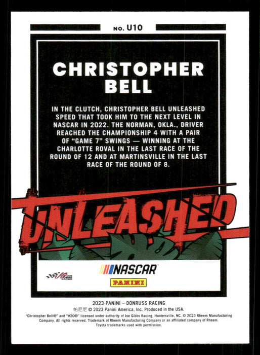 Christopher Bell 2023 Panini Donruss Racing Unleashed Back of Card