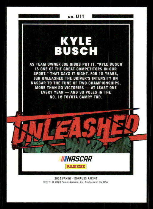 Kyle Busch 2023 Panini Donruss Racing Unleashed Back of Card