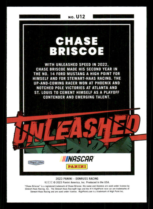 Chase Briscoe 2023 Panini Donruss Racing Unleashed Back of Card