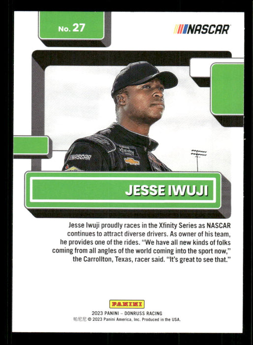 Jesse Iwuji 2023 Panini Donruss Racing Silver Drivers Base Back of Card