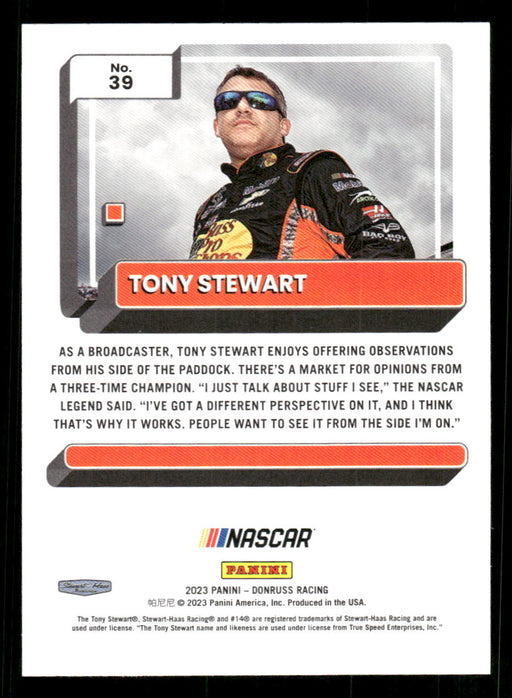 Tony Stewart 2023 Panini Donruss Racing Silver Drivers Base Back of Card