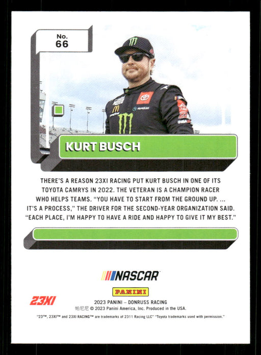 Kurt Busch 2023 Panini Donruss Racing Silver Drivers Base Back of Card