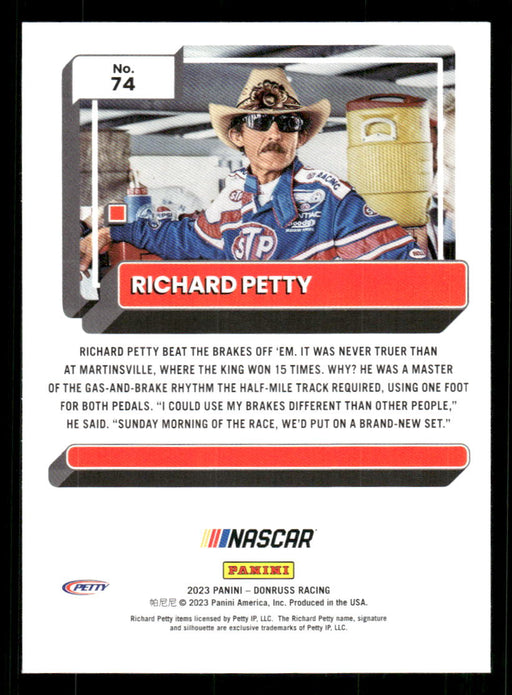 Richard Petty 2023 Panini Donruss Racing Silver Drivers Base Back of Card