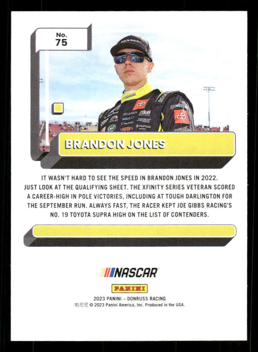 Brandon Jones 2023 Panini Donruss Racing Silver Drivers Base Back of Card