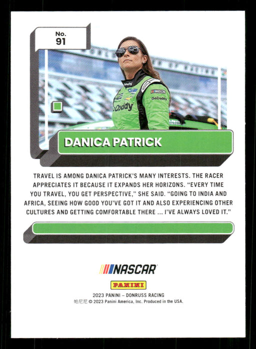 Danica Patrick 2023 Panini Donruss Racing Silver Drivers Base Back of Card