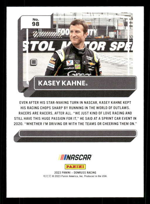Kasey Kahne 2023 Panini Donruss Racing Silver Drivers Base Back of Card