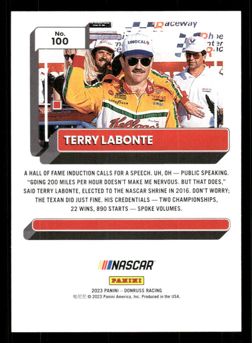 Terry Labonte 2023 Panini Donruss Racing Silver Drivers Base Back of Card