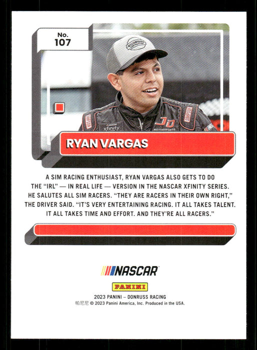 Ryan Vargas 2023 Panini Donruss Racing Silver Drivers Base Back of Card