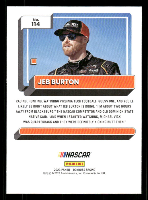 Jeb Burton 2023 Panini Donruss Racing Silver Drivers Base Back of Card