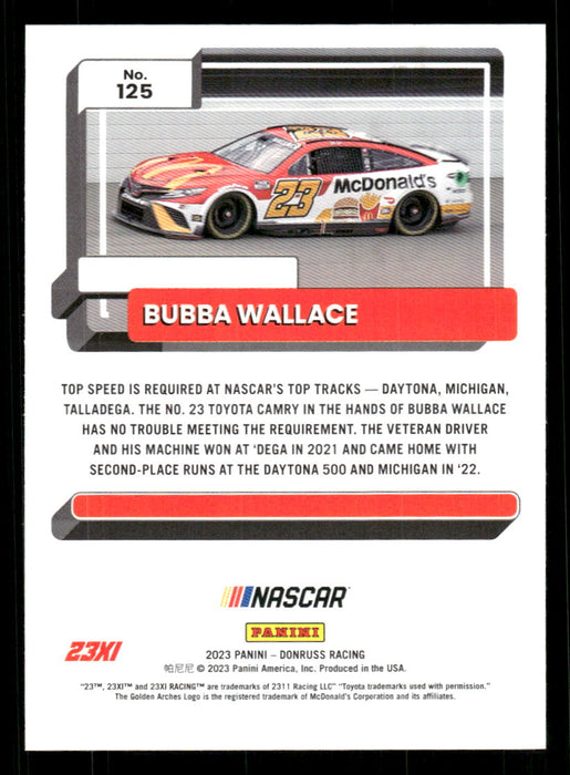 Bubba Wallace 2023 Panini Donruss Racing Silver Cars Base Back of Card
