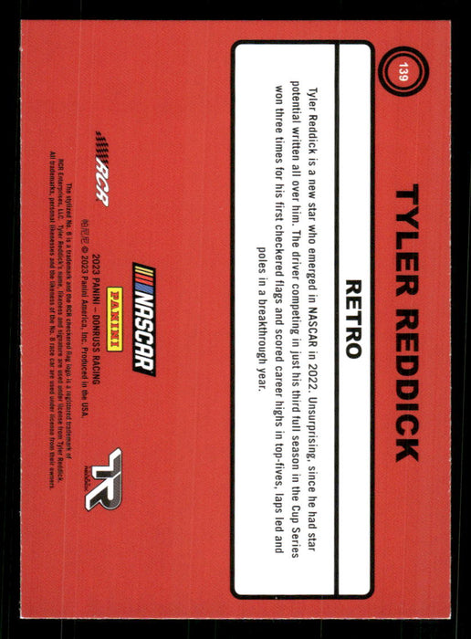 Tyler Reddick 2023 Panini Donruss Racing Silver Retro 1990 Base Back of Card