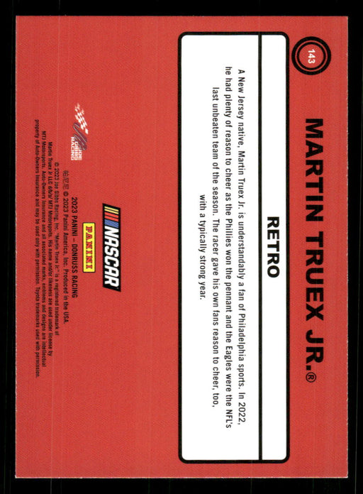 Martin Truex Jr. 2023 Panini Donruss Racing Silver Retro 1990 Base Back of Card