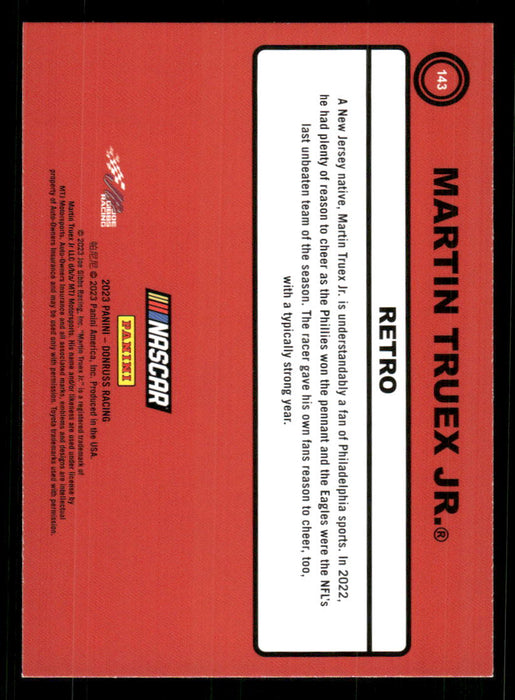 Martin Truex Jr. 2023 Panini Donruss Racing Silver Retro 1990 Base Back of Card