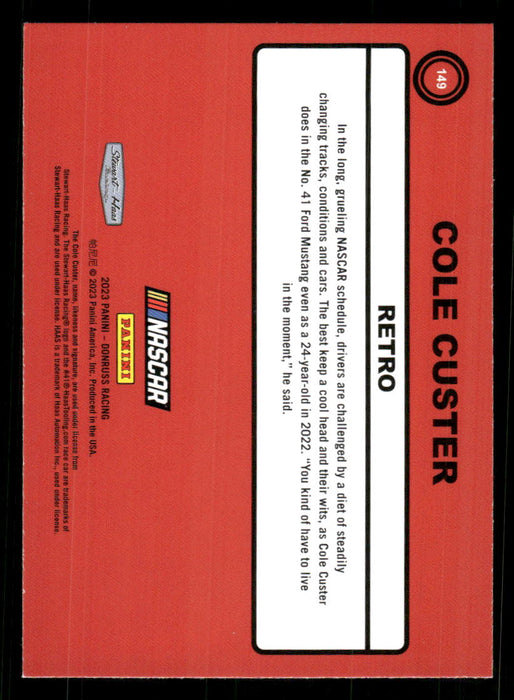 Cole Custer 2023 Panini Donruss Racing Silver Retro 1990 Base Back of Card