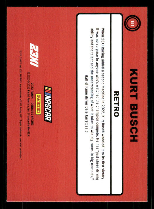 Kurt Busch 2023 Panini Donruss Racing Silver Retro 1990 Base Back of Card