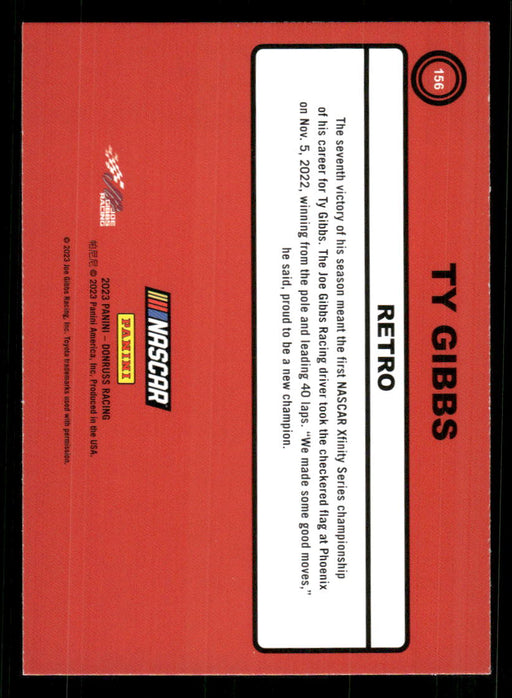 Ty Gibbs 2023 Panini Donruss Racing Silver Retro 1990 Base Back of Card
