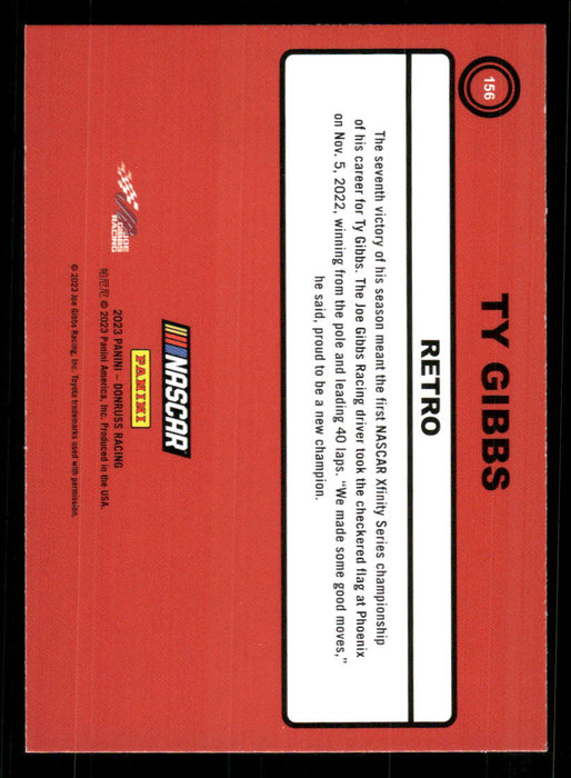 Ty Gibbs 2023 Panini Donruss Racing Silver Retro 1990 Base Back of Card