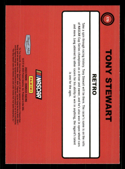 Tony Stewart 2023 Panini Donruss Racing Silver Retro 1990 Base Back of Card