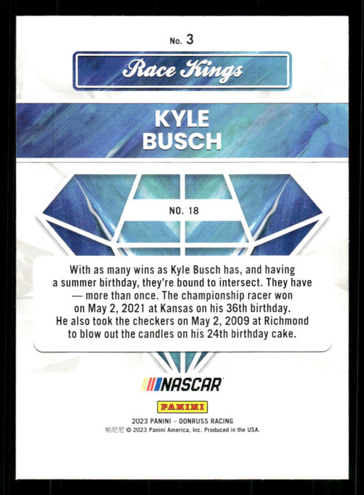 Kyle Busch 2023 Panini Donruss Racing Race Kings Base Back of Card