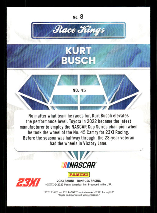 Kurt Busch 2023 Panini Donruss Racing Race Kings Base Back of Card