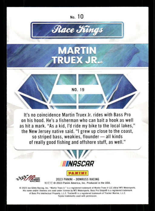 Martin Truex Jr. 2023 Panini Donruss Racing Race Kings Base Back of Card