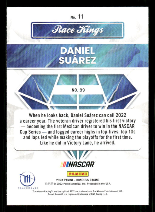 Daniel Suarez 2023 Panini Donruss Racing Race Kings Base Back of Card
