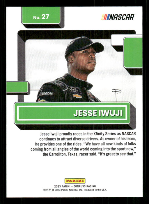 Jesse Iwuji 2023 Panini Donruss Racing Drivers Base Back of Card