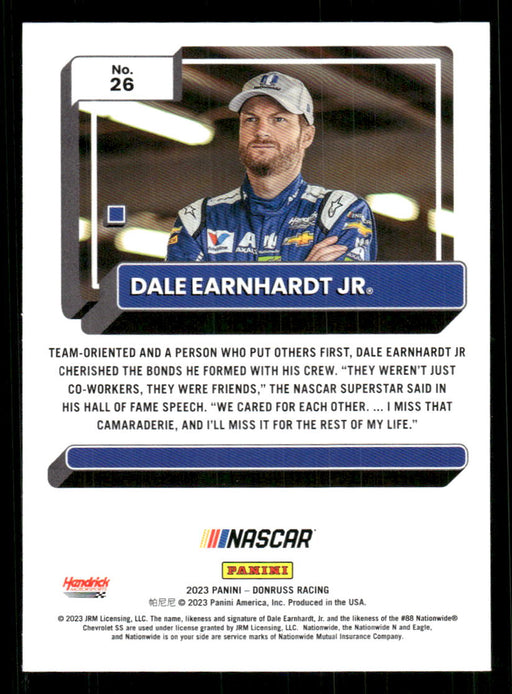 Dale Earnhardt Jr. 2023 Panini Donruss Racing Drivers Base Back of Card