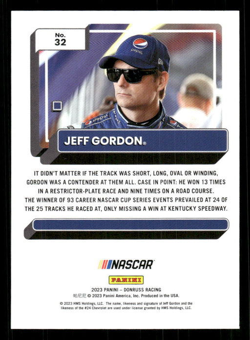Jeff Gordon 2023 Panini Donruss Racing Drivers Base Back of Card