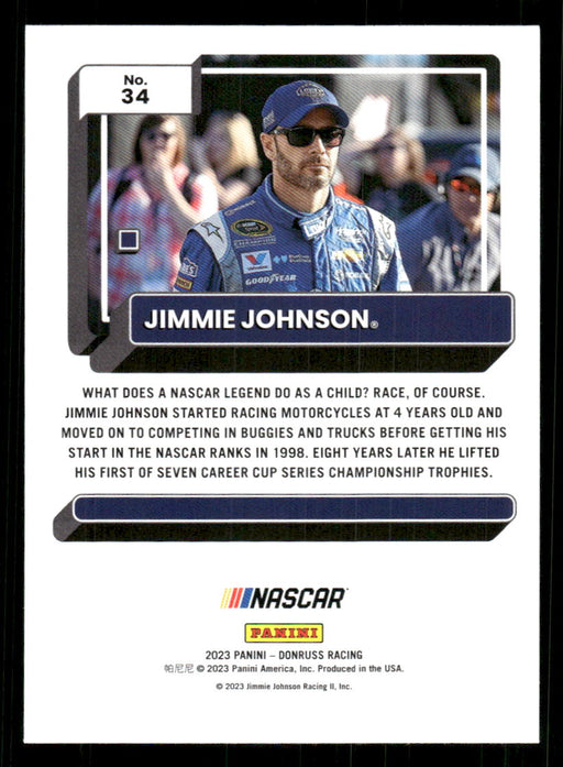 Jimmie Johnson 2023 Panini Donruss Racing Drivers Base Back of Card