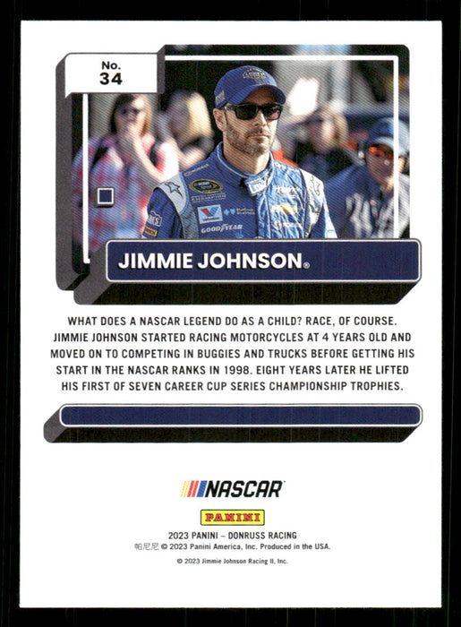 Jimmie Johnson 2023 Panini Donruss Racing Drivers Base Back of Card