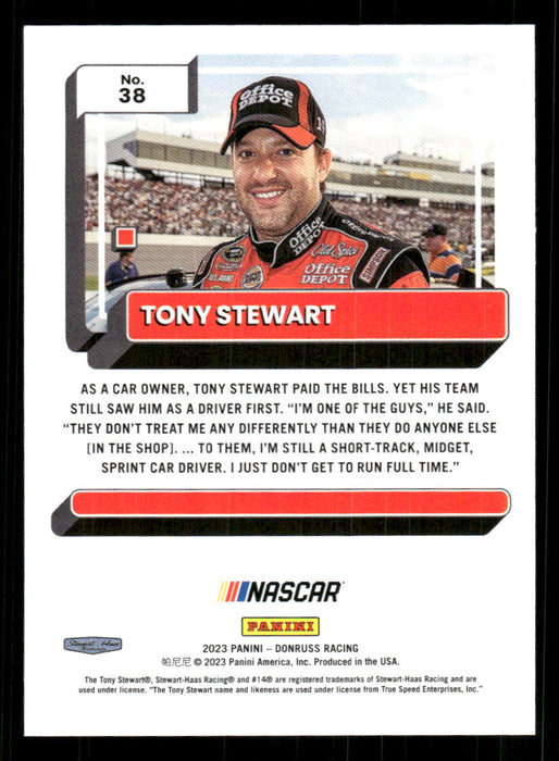 Tony Stewart 2023 Panini Donruss Racing Drivers Base Back of Card