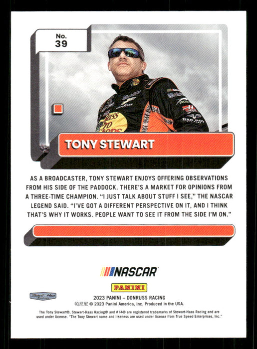 Tony Stewart 2023 Panini Donruss Racing Drivers Base Back of Card