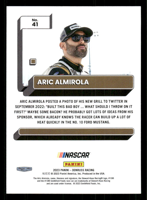 Aric Almirola 2023 Panini Donruss Racing Drivers Base Back of Card