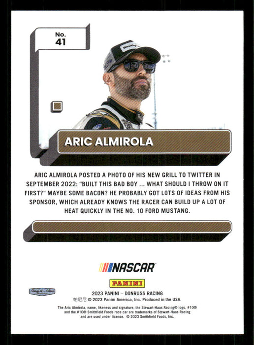 Aric Almirola 2023 Panini Donruss Racing Drivers Base Back of Card
