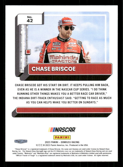 Chase Briscoe 2023 Panini Donruss Racing Drivers Base Back of Card
