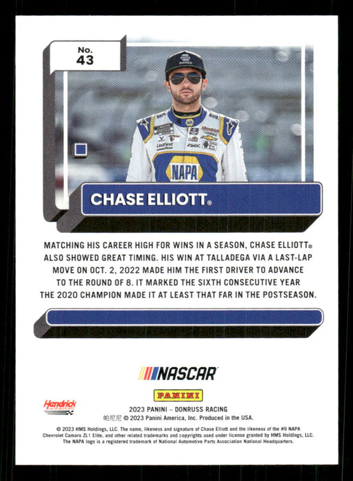 Chase Elliott 2023 Panini Donruss Racing Drivers Base Back of Card