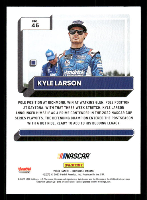 Kyle Larson 2023 Panini Donruss Racing Drivers Base Back of Card