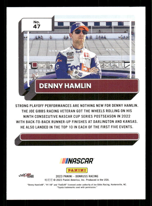 Denny Hamlin 2023 Panini Donruss Racing Drivers Base Back of Card