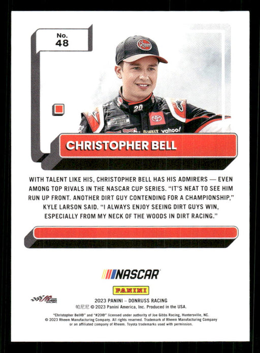 Christopher Bell 2023 Panini Donruss Racing Drivers Base Back of Card