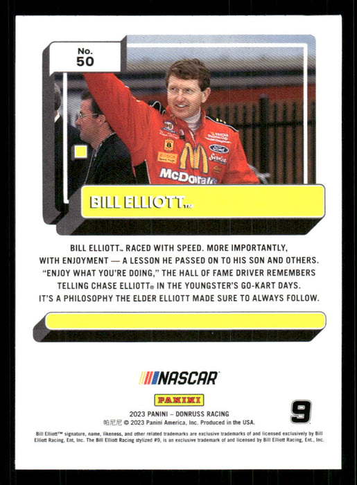 Bill Elliott 2023 Panini Donruss Racing Drivers Base Back of Card