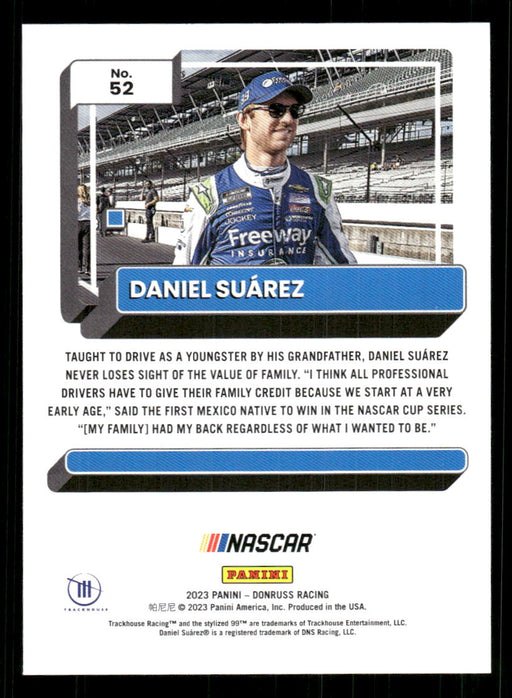 Daniel Suarez 2023 Panini Donruss Racing Drivers Base Back of Card