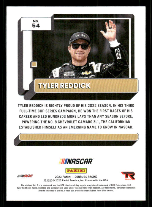 Tyler Reddick 2023 Panini Donruss Racing Drivers Base Back of Card