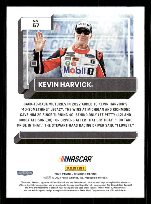 Kevin Harvick 2023 Panini Donruss Racing Drivers Base Back of Card