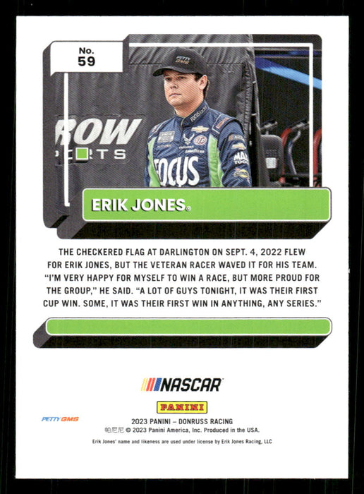 Erik Jones 2023 Panini Donruss Racing Drivers Base Back of Card