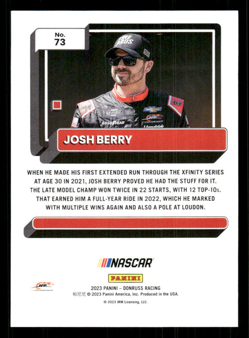 Josh Berry 2023 Panini Donruss Racing Drivers Base Back of Card