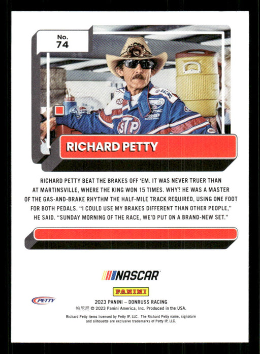 Richard Petty 2023 Panini Donruss Racing Drivers Base Back of Card